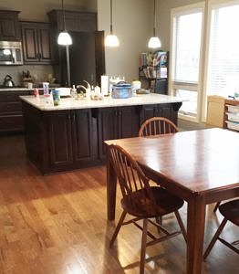 Light granite kitchen island