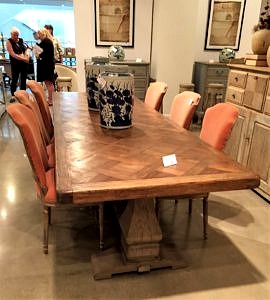 Long dining table with a trestle base, French Country Dining Table